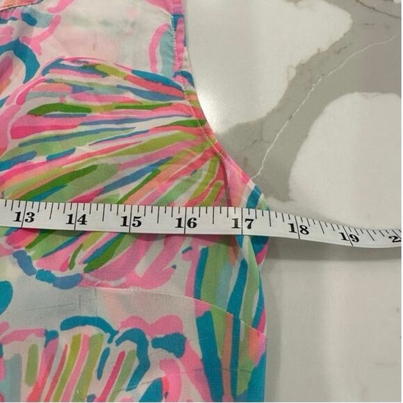 Lilly Pulitzer Pink Green Shellebrate Seashell Essie Top Sleeveless Size XS - Picture 8 of 12